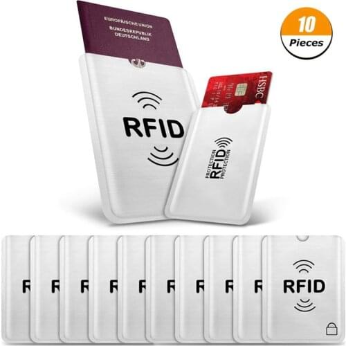 10pcs/set Metal Credit Bank ID NFC RFID Card Holder Sleeve Cover Protector Anti Magnetic Degaussing Blocking Case Container