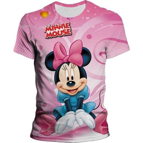 Disney 3D Women fashion Cartoon Mickey Minnie Vintage Summer kawaii top female Kids oversized T-shirt with short sleeves y2k