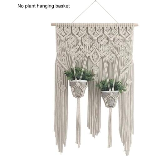 Wall Macrame Bohemian Hand-woven Tapestry Hanging Basket DIY Net Bag Hotel Courtyard Living Room Decoration Macrame Plant Hanger