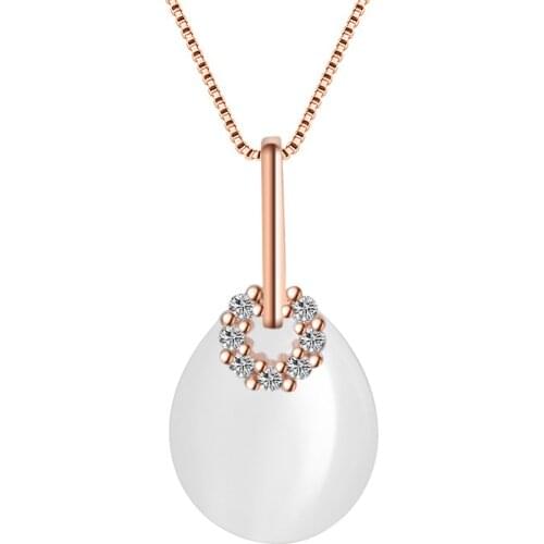 New arrival hot sell fashion opal stone 925 sterling silver ladies`pendant necklaces women short box chain jewelry gift