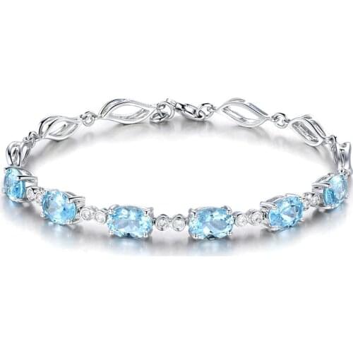 New Style 925 Sterling Silver Bracelet Exquisite Sapphire Silver Bracelet For Woman Charm Jewelry Gift
