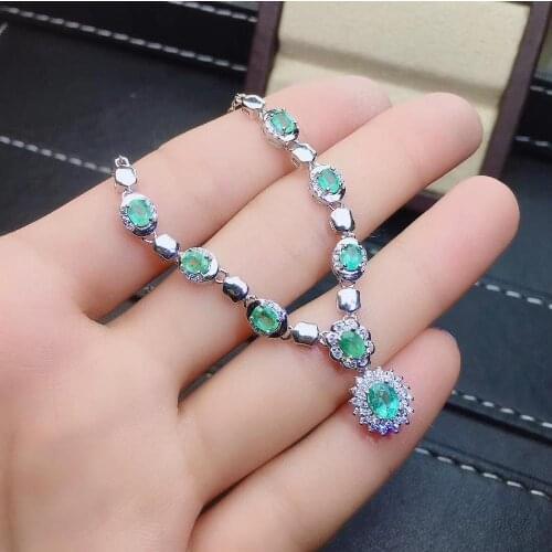 New natural emerald necklace 925 silver womens necklace luxurious and elegant Chinese style