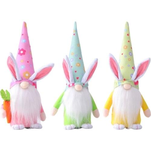 Easter Carrot Bunny Faceless Doll Gnome Spring Gifts Swedish Tomte Rabbit Plush Toys Ornaments Kids Gifts Home Party Decoration
