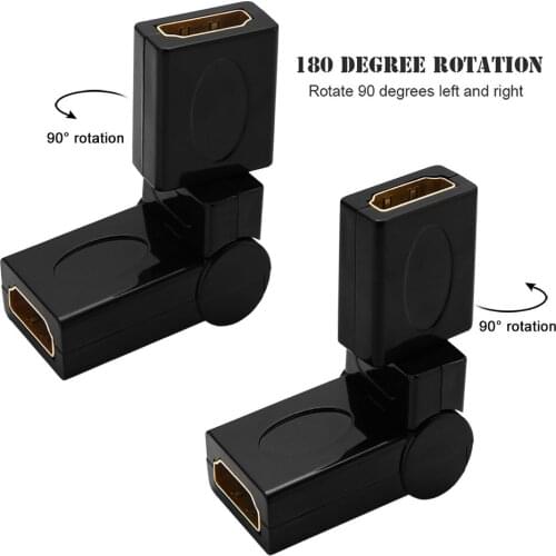 Standard HDMI female to female F/F Extender Adapter Connector for HDTV HDCP 90 180 360 degree rotating hd Converter 300 pcs