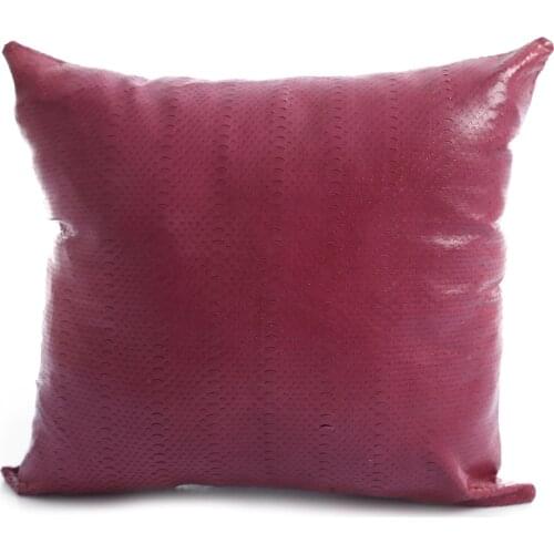 Pink Color Python Print Pillows Lambskin Pillow Real Genuine Hairless Lambskin Luxury Special Design Shiny-Thin Leather Pillow