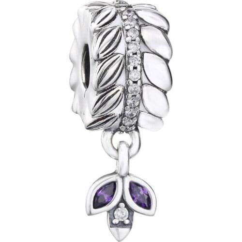 Genuine 925 Sterling Silver Charm Grains Of Energy With Crystal Clip Stopper Bead Fit Pan Bracelet & Necklace Diy Jewelry