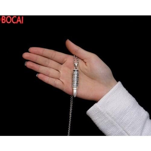 S999 pure silver six-character mantra bullet-shaped openable gawu box Shurangama mantra pendant for men and women