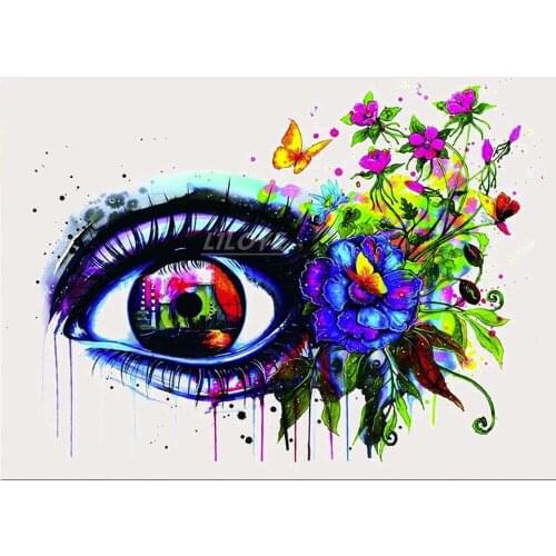 Full Square/Round 5D DIY Diamond Painting Flowers Eyes Pictures 3D Embroidery Mosaic Rhinestones Art Stickers Room Decor DF463