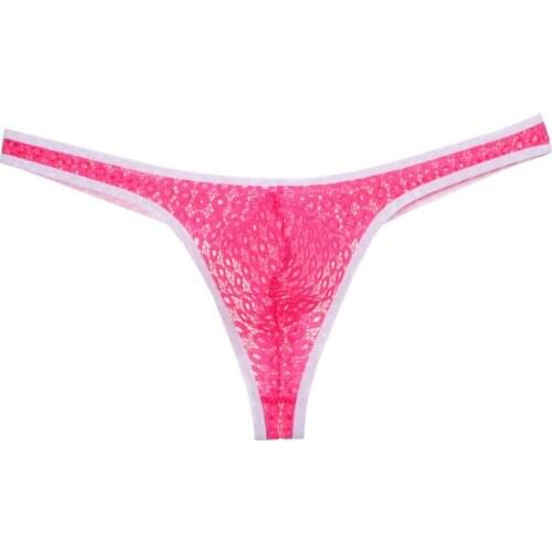 See-Through Transparent Sexy Bikini Mens Thong Underwear Breathable Holes Male Thong Underpants Stretch Gay Underwear Men Tanga