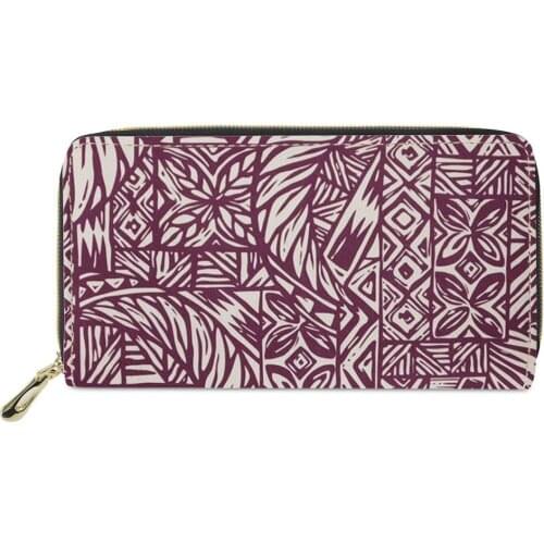 Promotional Gift Ladies Purse Wallet Leather Credit Card Phone Case Wallet Polynesian tribal style Pattern custom Mujer Carteira