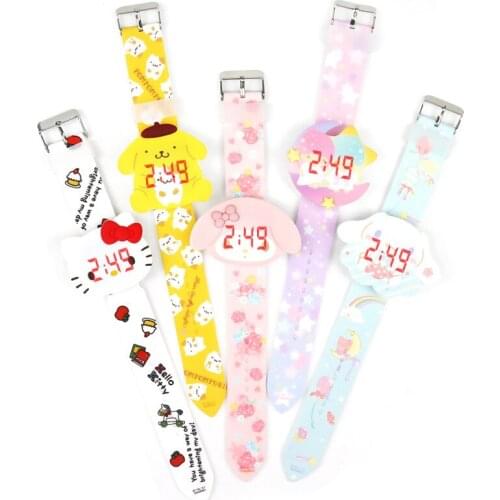 Cut Cartoon Cat Children Watches Girls 3D Cat Rubber LED Kids Watch Electronic Clock Women Party Gift Montre Enfant For Ladies