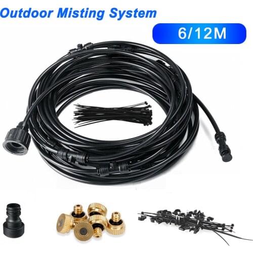 Fog Mist System Water Spray Cooling System Watering Irrigation Mister Nebulizer Sprinkler 6M/12M