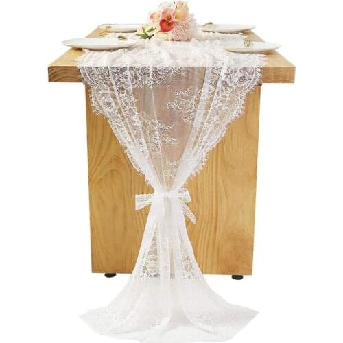 Runner With Floral Lace Rose Table Cover Fabric 75x300cm White Rustic Boho Style Christmas Pendant Home Decoration Tablecloth