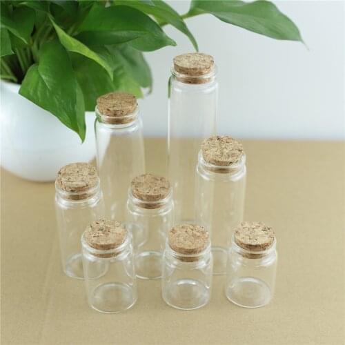 12pcs/Lot DIY Glass Bottles Wishing Cork Crafts Jars Cork Stopper 37mm Diameter Transparent Empty Glass Bottles