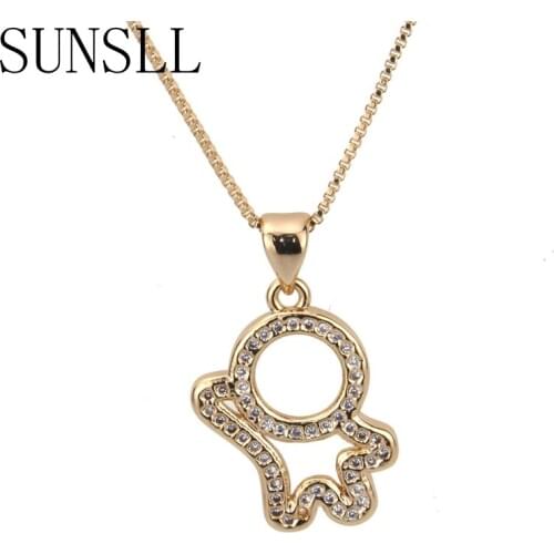 SUNSLL New Hot Selling Copper Pendant Necklace White Cubic Zirconia Necklace for childen Fashion Jewelry Pendant Birthday Gifts