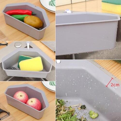 1pc Corner Sink Drain Rack Kitchen Multifunction Storage Shelf Washing Bowl Sponge Holders Organizer Kitchen Filter Drain Basket