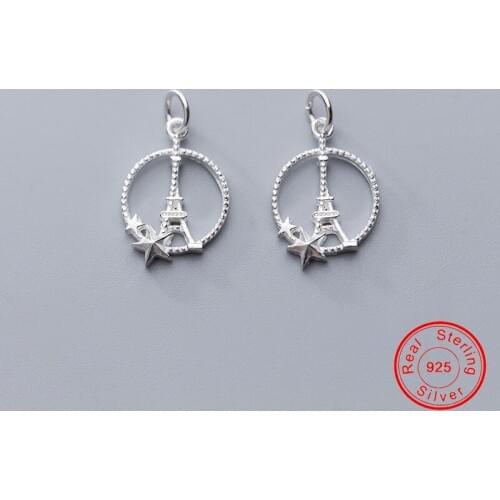 UQBing Authentic 925 Sterling Silver Hollow Round Tower Charms Jewelry Findings For Bracelets Necklaces 925 Silver Jewelry