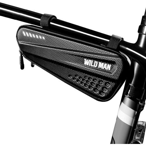 WILD MAN Bicycle Triangle Bag Waterproof Double Zipper Hard Shell Bike Front Tube Bag Ultralight Bicycle Frame Triangle Pouch