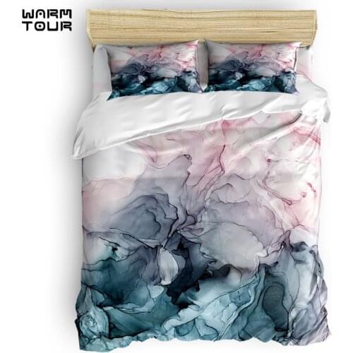 WARMTOUR Duvet Cover Blush and Paynes Grey Flowing Abstract Painting Duvet Cover 4 Piece Bedding Set DHL Shipping Method