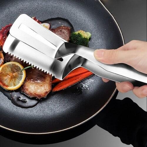 Stainless Steel Food Tongs Fried Fish Steak Clip Tong BBQ Grilling Tong Non-Stick Barbecue Grilling Cooking Tongs Kitchen Tools