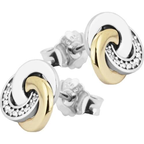 Interlinked Circles Clear CZ Stud Earrings for Women 925 Sterling Silver Earrings Jewelry Crystal Women Golden Shine Earrings