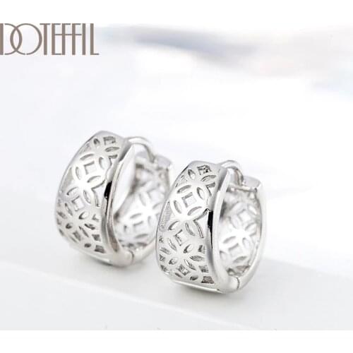 DOTEFFIL 925 Sterling Silver Hollow Pattern Gold Earrings For Women Jewelry Cute Romantic Jewelry Wedding Party Gift