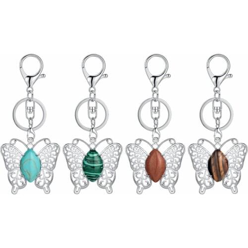 ASHMITA Natural Stone Butterfly Pendant Keychain Car Home Keyring Women Girl Jewelry Statement Collier Bijoux Femme Jewellery