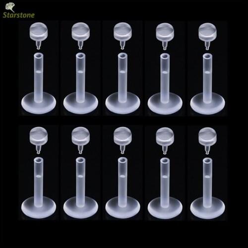 10pcs Acrylic 6-12mm Flexible Bioplastic Lip Stud Labret Lip Ring Piercing Jewelry Tragus Cartilage