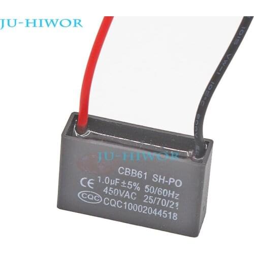 10pcs/lot) CBB Capacitors 1uf 450V AC CBB61 Metallized Capacitor For Motor Start-up Ceiling Fan, TOL:5