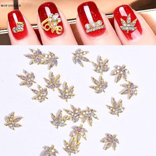 10pc/lot Nail Art Charming Rivet Stud,Maple Leaf Crystal Alloy Stud,Metallic Gold Jewelry Metal Stud DIY Nail Tip Art Stud Decor
