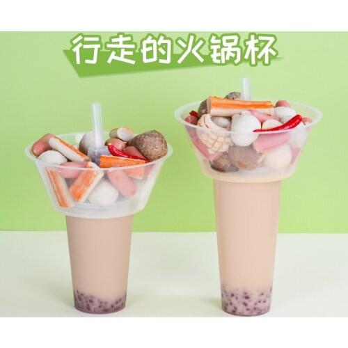 10pcs High quality disposable milk tea cup fruit snack food container plate party birthday favors 500ml 700ml clear plastic cups