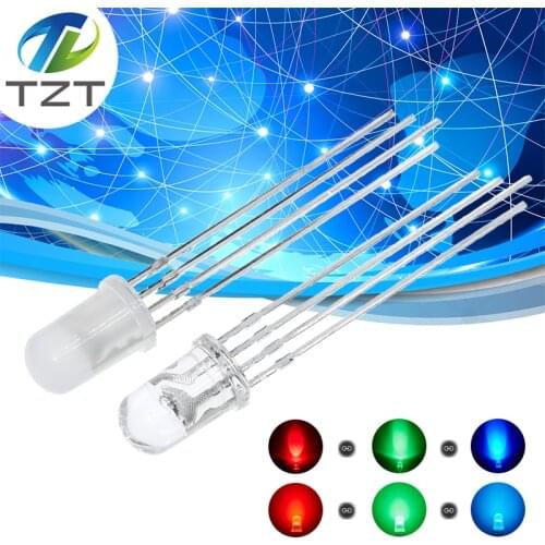 100pcs 5mm RGB LED Common Cathode / Common Anode Tri-Color Emitting Diodes f5 RGB Diffused / Transparent Highlight