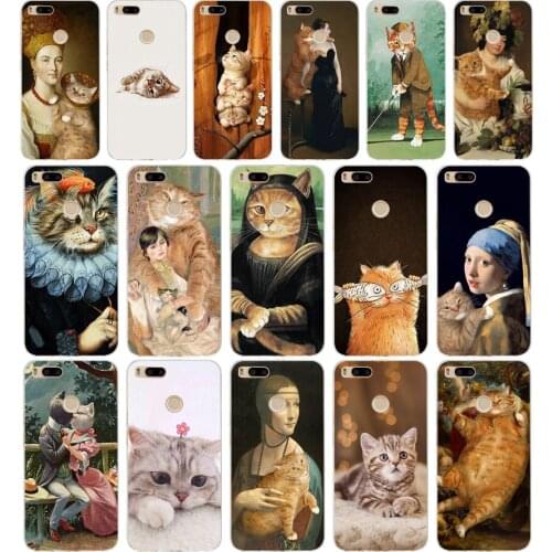 14AA Art Cat gift Soft Silicone Tpu Cover phone Case for Xiaomi Redmi Mi A1 A2 8 lite