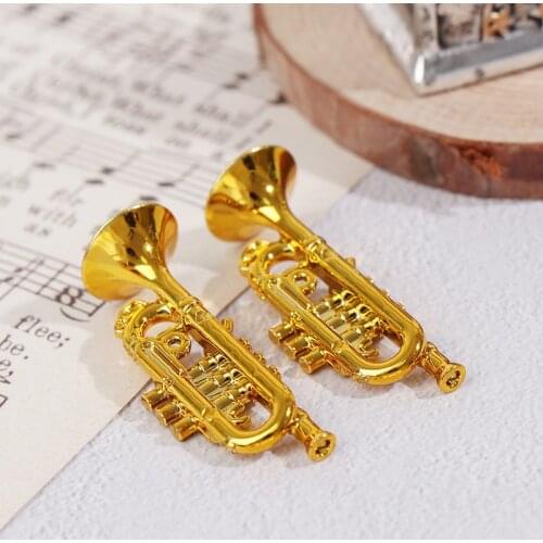 Hot!2Pcs 1:12 Dollhouse Miniatures Musical Instrument Tuba Model Doll House Decor Doll Accessories