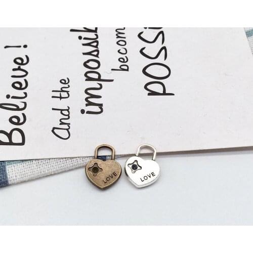 22 pcs Alloy love heart lock charms fit DIY handmade Man woman souvenir necklace earring bracelet charms for Jewelry Making