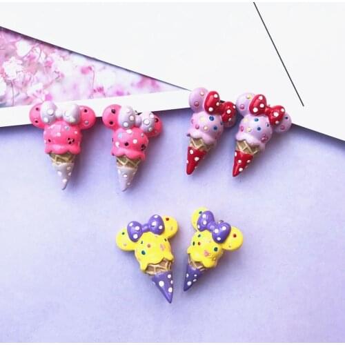 4pcs kawaii 3d Resin Minnies ice cream charms Jewelry necklace earring pendant keychain charms for DIY decoration gift