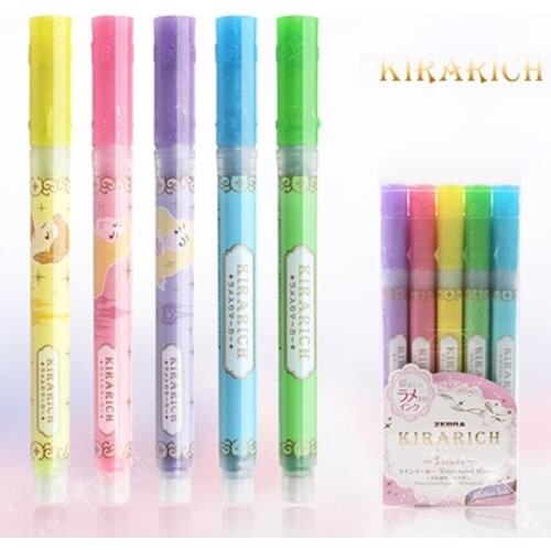 5Pcs ZEBRA Highlighter WKS18 Shiny Pearlescent Marker Pen Painting Hand Book Color Marker Graffiti Student Special Set/Single