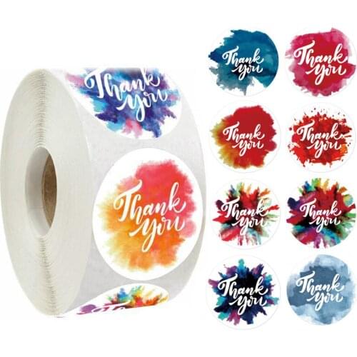 8 styles/roll round floral thank you stickers for package seal labels custom sticker Mailing Supplies Funcy Flower Print