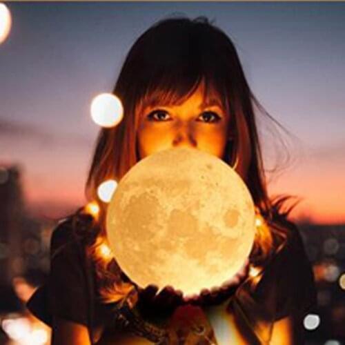 Rechargeable 3D Print Moon Lamp Moon Light Night Light for Children Home Bedroom Led Color Change Night Lamp Creative Gifts