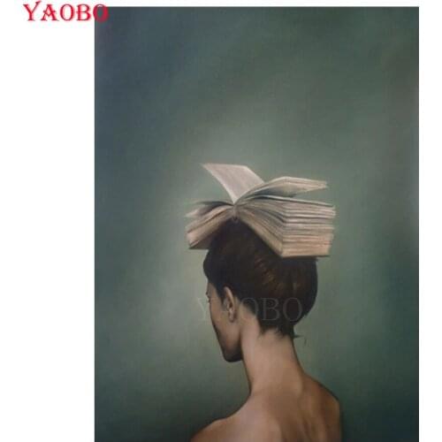 Diy Diamond mosaic Woman With Books On Her Head diamond painting full Square,Round Diamond Embroidery,Personalized Custom