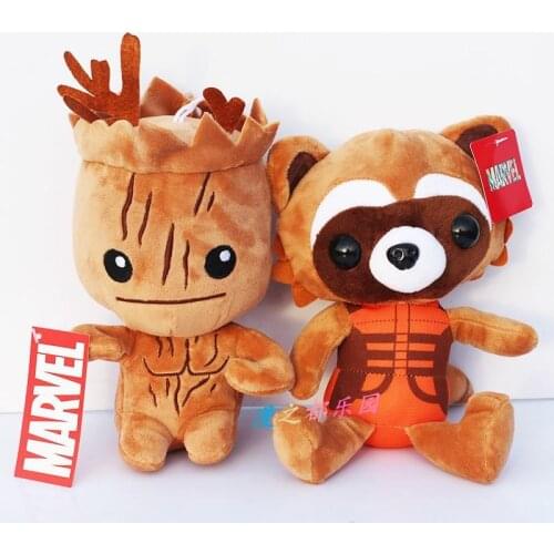 Anime Series Groot Rocket Racoon Q Version Plush Toy Soft Stuffed Doll Kids Gift 20cm