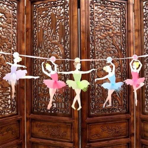 Ballet girl dancer kids birthday party paper banners flags wedding bunting decoration