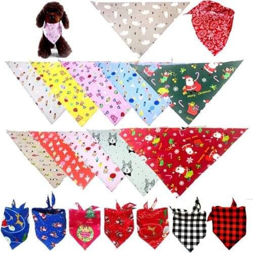Cotton Dog Bandana Scarf Cartoons Printed Pet Neckerchief Cat Triangle Scarf Adjustable Puppy Saliva Towel Large Dog Accessories