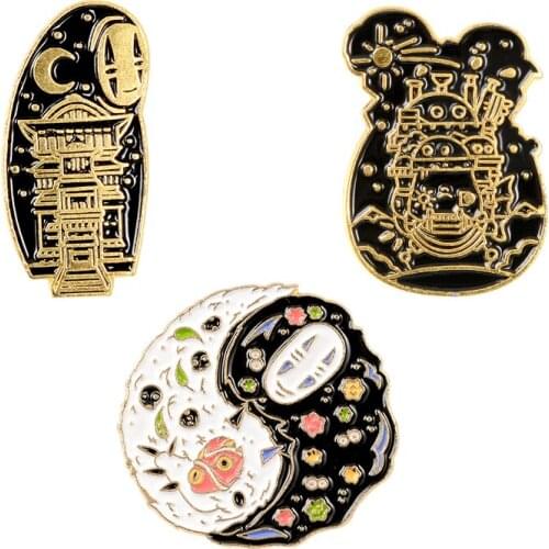 No Face Man Lapel Pin Enamel Brooches Fun Movie Pin for Clothes Backpack Cartoon Childhood Badges Jewelry Gift For Friends Kids