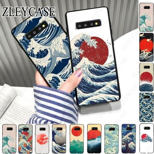 Wave Art sun Japanese black Phone Case For samsung galaxy s10plus s10e s10lite s9 s8plus s20plus s7 s6edge s20ultra Mobile Cover