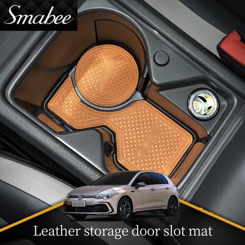 Cortex Cup Holder Door Decoration Mat Fit For Golf MK8 2020 2021 Leather Slot protect Pad Interior Accessories