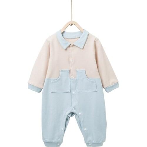 Baby Autumn Cotton One-Piece Suit Baby Long-Sleeved Crawling Clothes Four Seasons Can Wear Baby Korean Clothes