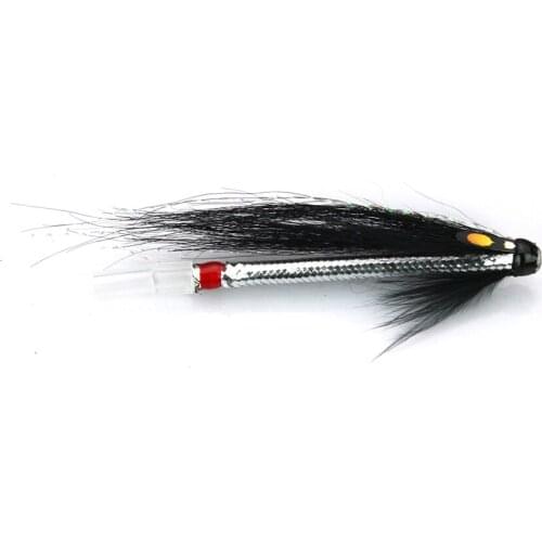 Elver Snake Black Tube Fly Salmon Fly Sea Trout Flies Plastic Tubes (8-pack)