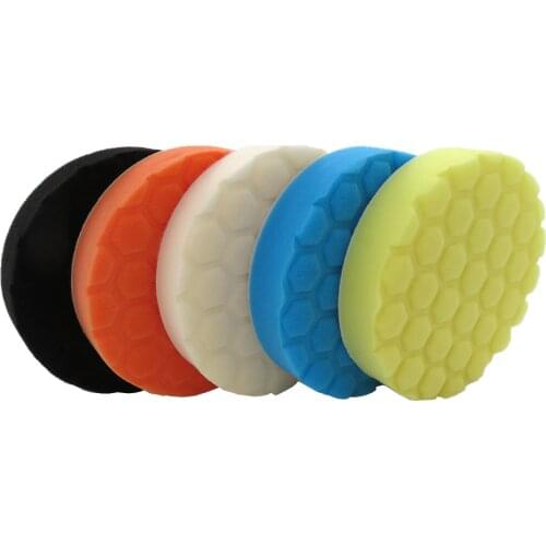 5Pcs 6/7 Inch Waxing Buffing Sponge Pad Polishing Rubbing Ruber Scouring Pad Power Scrub All Purpose for Car Repair Auto Care