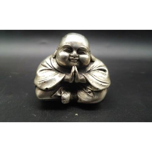 Collect Chinese Tibet Silver Sculpture Maitreya Metal Crafts Home Decorationng Decoration